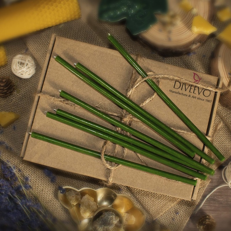 Diveevo rohelise mesilasvaha kirikuküünlad N30