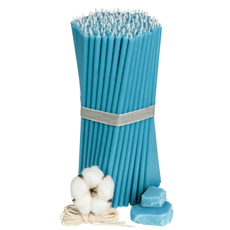 Light blue church candles N120 made of wax